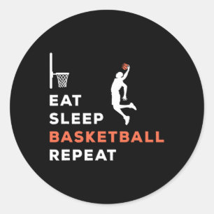 Eat Sleep Basketball Repeat Player Coach Hooper  Classic Round Sticker