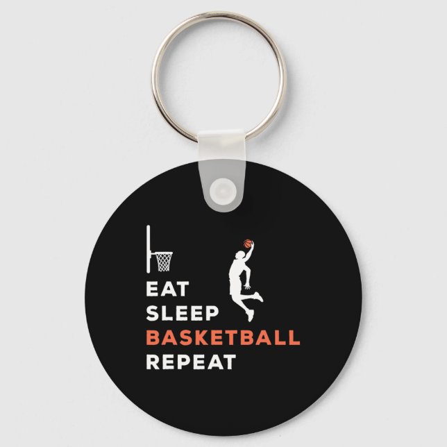 Eat Sleep Basketball Repeat Player Coach Hooper  Key Ring (Front)
