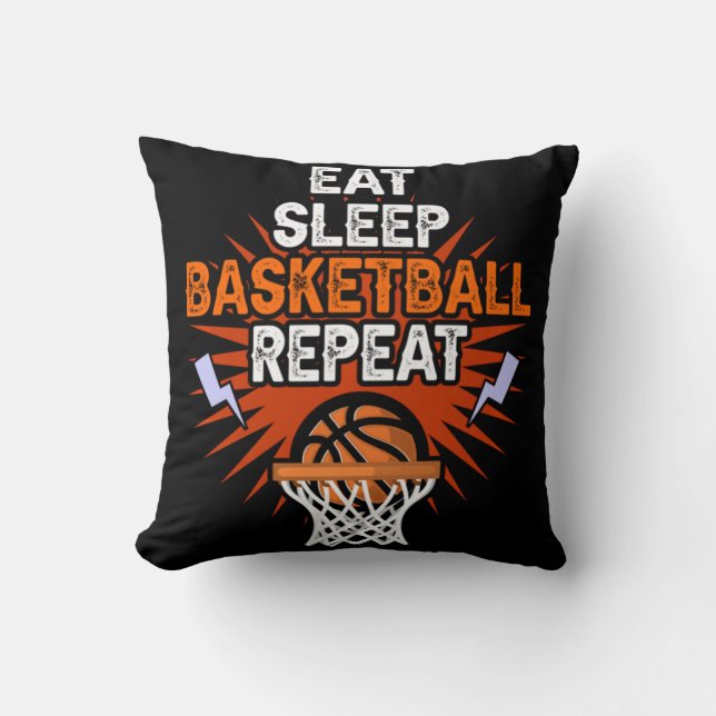 Eat Sleep Basketball Repeat Player Gift Fun Basket Cushion (Front)