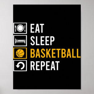 EAT SLEEP BASKETBALL REPEAT POSTER