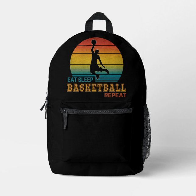 Eat Sleep Basketball Repeat  Printed Backpack (Front)