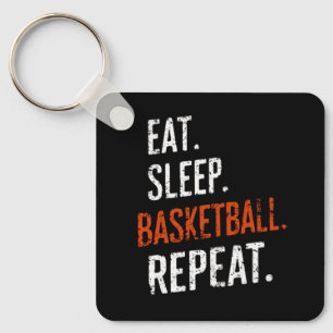 Eat Sleep Basketball Repeat Retro Vintage Key Ring