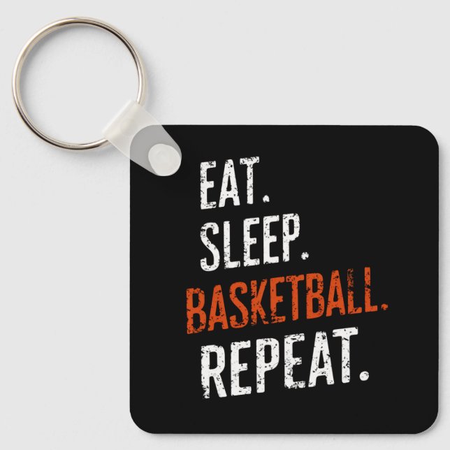 Eat Sleep Basketball Repeat Retro Vintage Key Ring (Front)