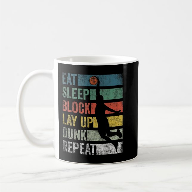 Eat Sleep Basketball Repeat T-Shirt Coffee Mug (Left)