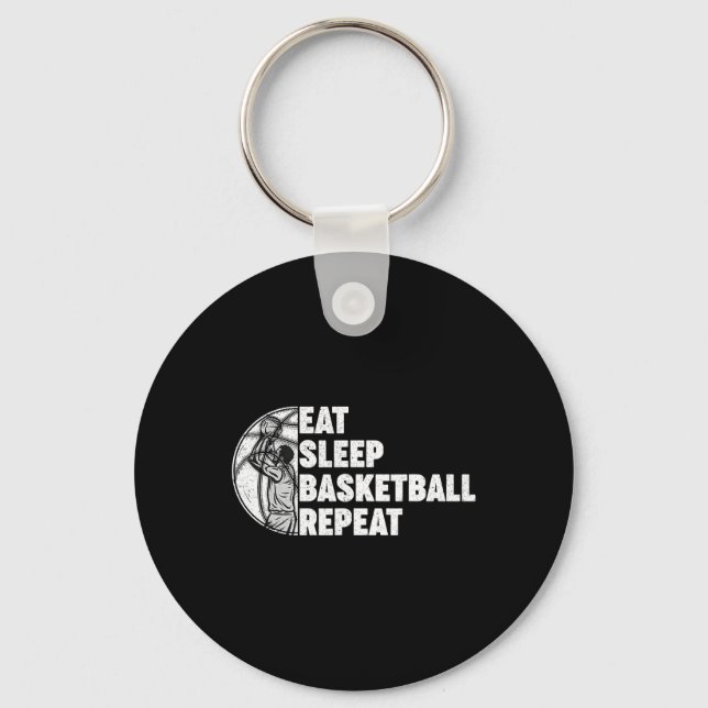 Eat Sleep Basketball Repeat Teens Girls Boys Kids  Key Ring (Front)
