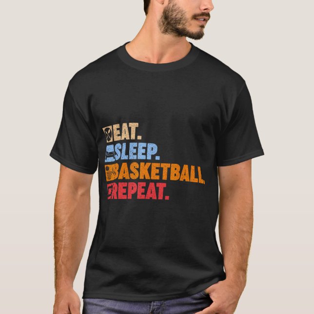 Eat Sleep Basketball Repeat Teens Girls Boys Kids  T-Shirt (Front)