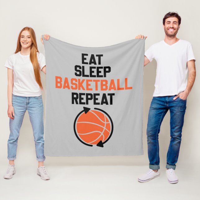 eat sleep basketball sports repeat fleece blanket (In Situ)