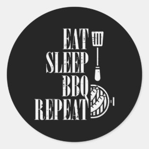 Eat Sleep Bbq Repeat Funny Rbecue Grilling Women M Classic Round Sticker