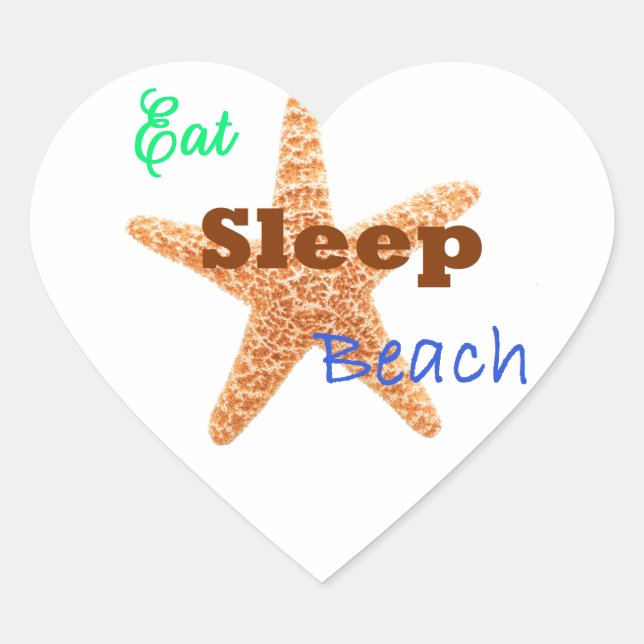 Eat Sleep Beach - Heart Sticker (Front)