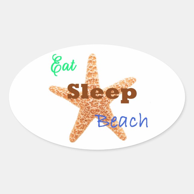 Eat Sleep Beach - Oval Sticker (Front)