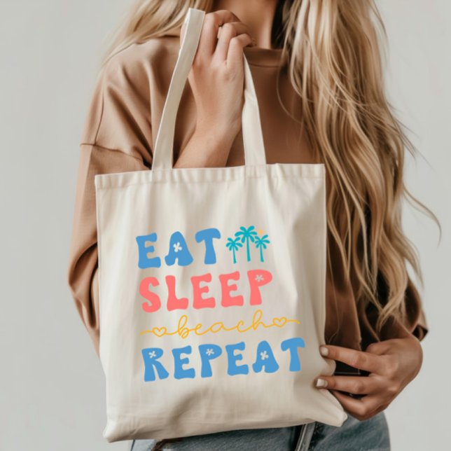 Eat Sleep Beach Repeat Summer Vibes Tote Bag (Creator Uploaded)