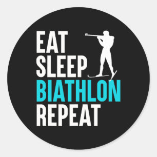 Eat Sleep Biathlon Repeat - Skiing Slogan Shooting Classic Round Sticker