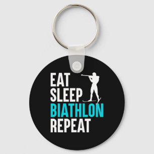 Eat Sleep Biathlon Repeat - Skiing Slogan Shooting Key Ring
