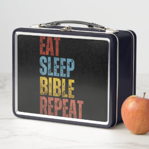 EAT SLEEP BIBLE REPEAT METAL LUNCH BOX
