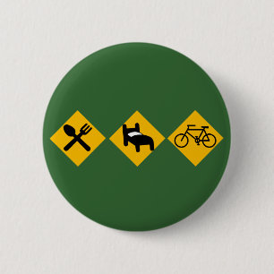 Eat Sleep Bicycle Road Signs 6 Cm Round Badge