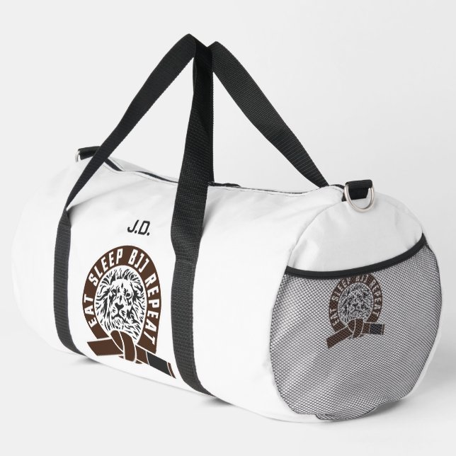 Eat Sleep BJJ Repeat - Brown Belt "Customisable" Duffle Bag (Right Corner)