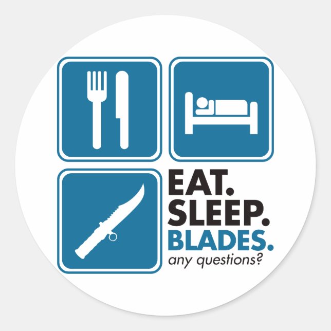 Eat Sleep Blades - Blue Classic Round Sticker (Front)