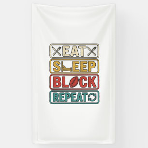Eat Sleep Block Repeat Football Vintage Shirt Desi Banner