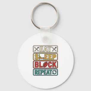 Eat Sleep Block Repeat Football Vintage Shirt Desi Key Ring