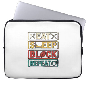 Eat Sleep Block Repeat Football Vintage Shirt Desi Laptop Sleeve