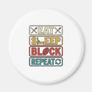 Eat Sleep Block Repeat Football Vintage Shirt Desi Magnet