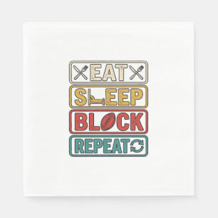 Eat Sleep Block Repeat Football Vintage Shirt Desi Napkin