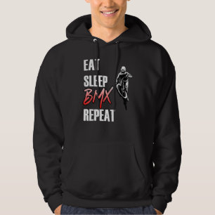 Eat Sleep Bmx Repeat Bicycle Bike Funny Motocross Hoodie