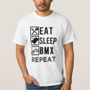 Eat Sleep BMX Repeat funny biking mens shirt