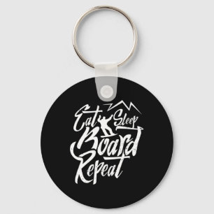 Eat Sleep Board Repeat Snowboarder Snowboarding Sn Key Ring