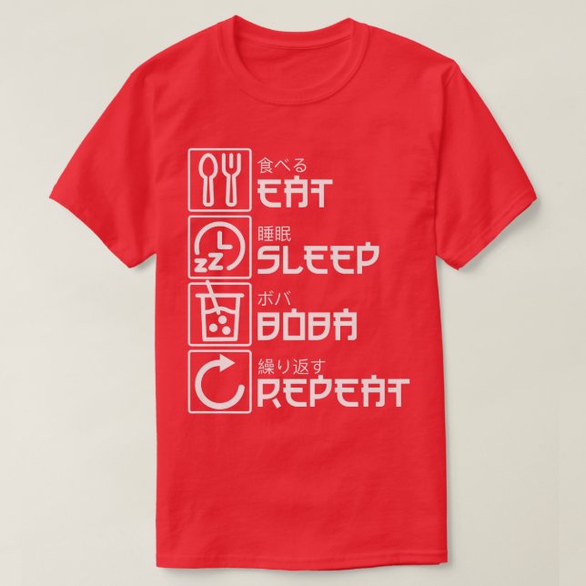 Eat Sleep Boba Repeat Anime Bubble Tea Manga Otaku T-Shirt (Design Front)