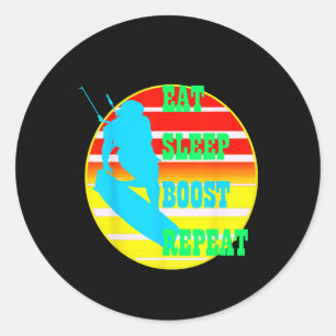Eat Sleep Boost Repeat Kitesufer With Yellow Retro Classic Round Sticker