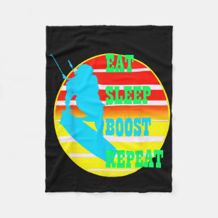 Eat Sleep Boost Repeat Kitesufer With Yellow Retro Fleece Blanket