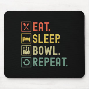 Eat Sleep Bowl Repeat Funny Bowling Bowler Mouse Pad