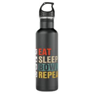 eat sleep bowl repeat word art sports 710 ml water bottle