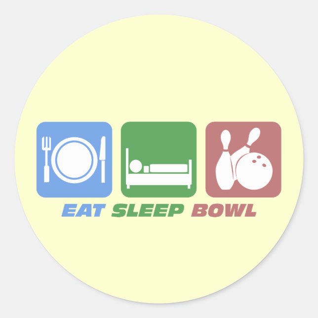 eat sleep bowling classic round sticker (Front)