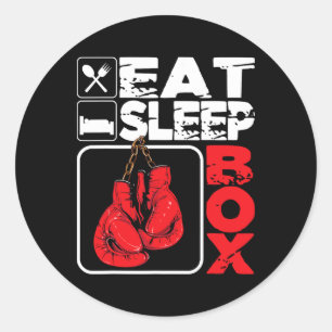 Eat Sleep Box - Boxing Lover Gym Boxer Kickboxing Classic Round Sticker