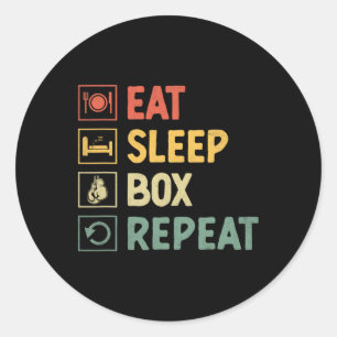 Eat Sleep Box Repeat Boxer Sports Strength Athlete Classic Round Sticker