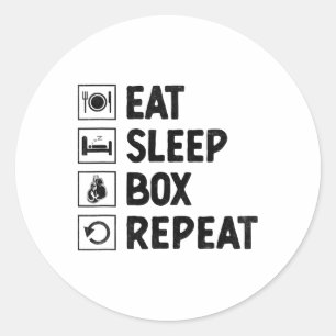 Eat Sleep Box Repeat Boxer Sports Strength Athlete Classic Round Sticker