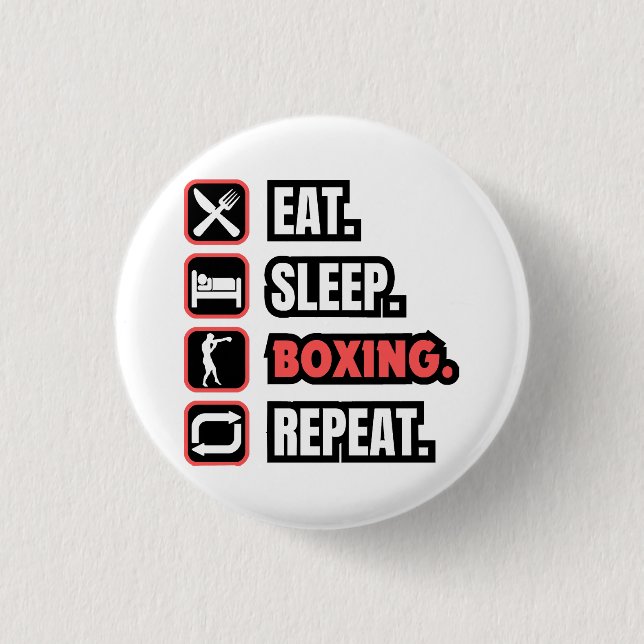 Eat Sleep Boxing Repeat 3 Cm Round Badge (Front)
