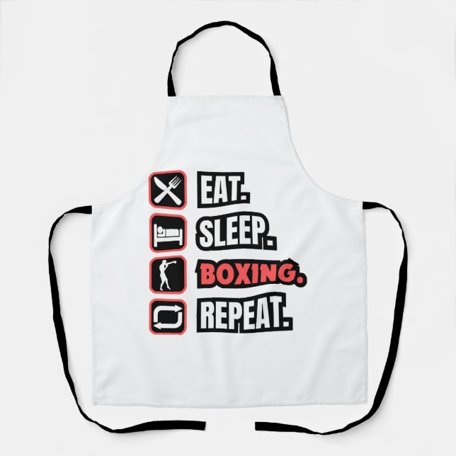 Eat Sleep Boxing Repeat Apron (Front)