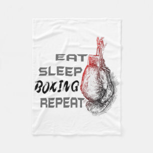 Eat Sleep Boxing Repeat Boxing Enthusiast Fleece Blanket