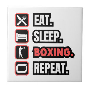 Eat Sleep Boxing Repeat Ceramic Tile