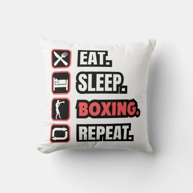 Eat Sleep Boxing Repeat Cushion (Front)