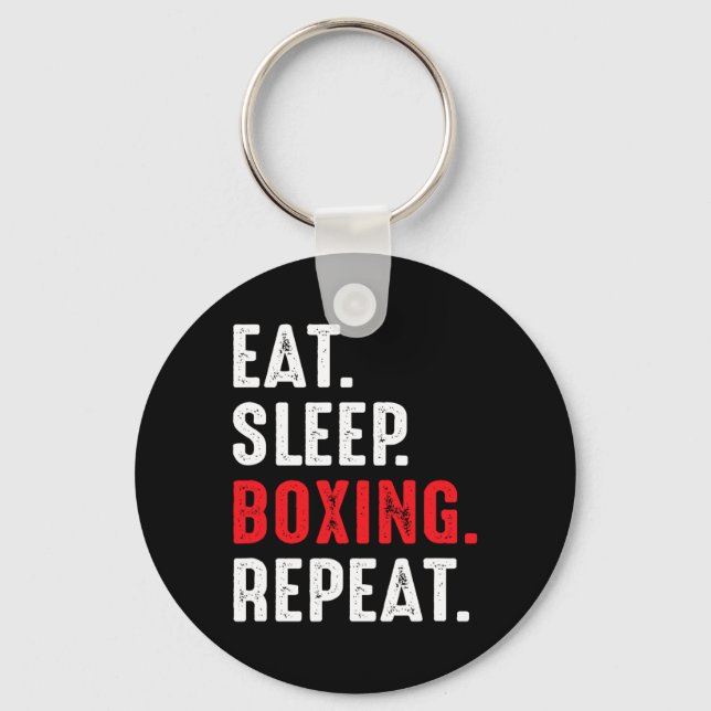 Eat Sleep Boxing Repeat Funny Boxer  Key Ring (Front)