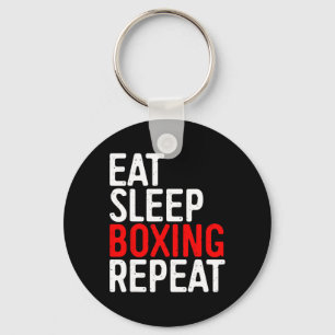 Eat Sleep Boxing Repeat Funny Boxer Shirt Key Ring