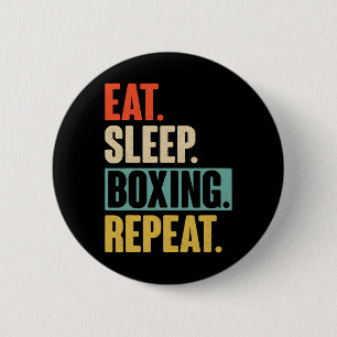 Eat Sleep Boxing Repeat - Funny Retro Vintage Boxi 6 Cm Round Badge
