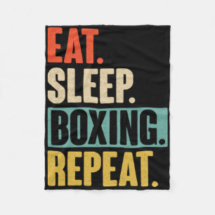 Eat Sleep Boxing Repeat - Funny Retro Vintage Boxi Fleece Blanket