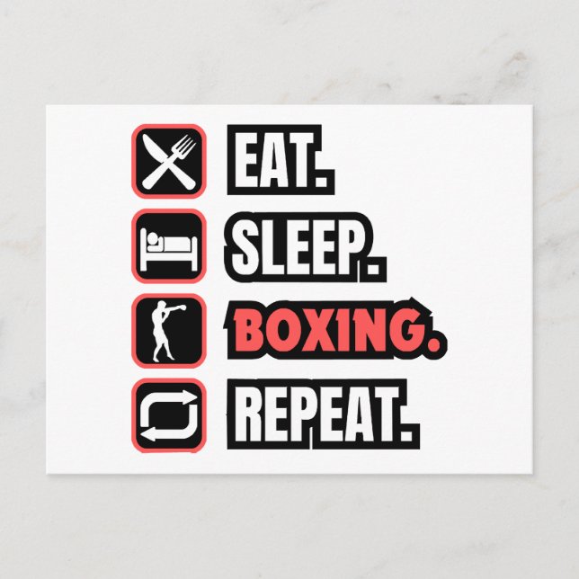 Eat Sleep Boxing Repeat Holiday Postcard (Front)