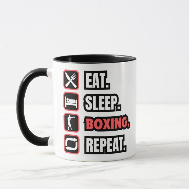 Eat Sleep Boxing Repeat Mug (Left)