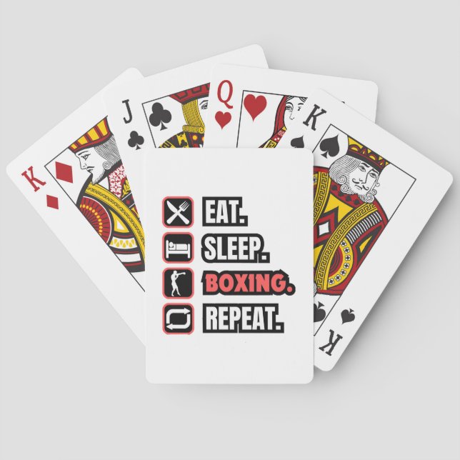 Eat Sleep Boxing Repeat Playing Cards (Back)
